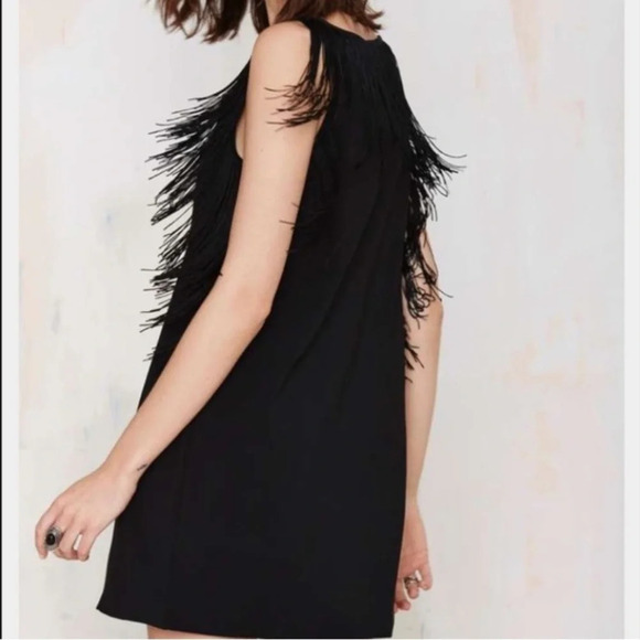 Nasty Gal Dresses & Skirts - Nasty Gal NEW Glamorous Black Sheath Mini Dress Fringe Size XS